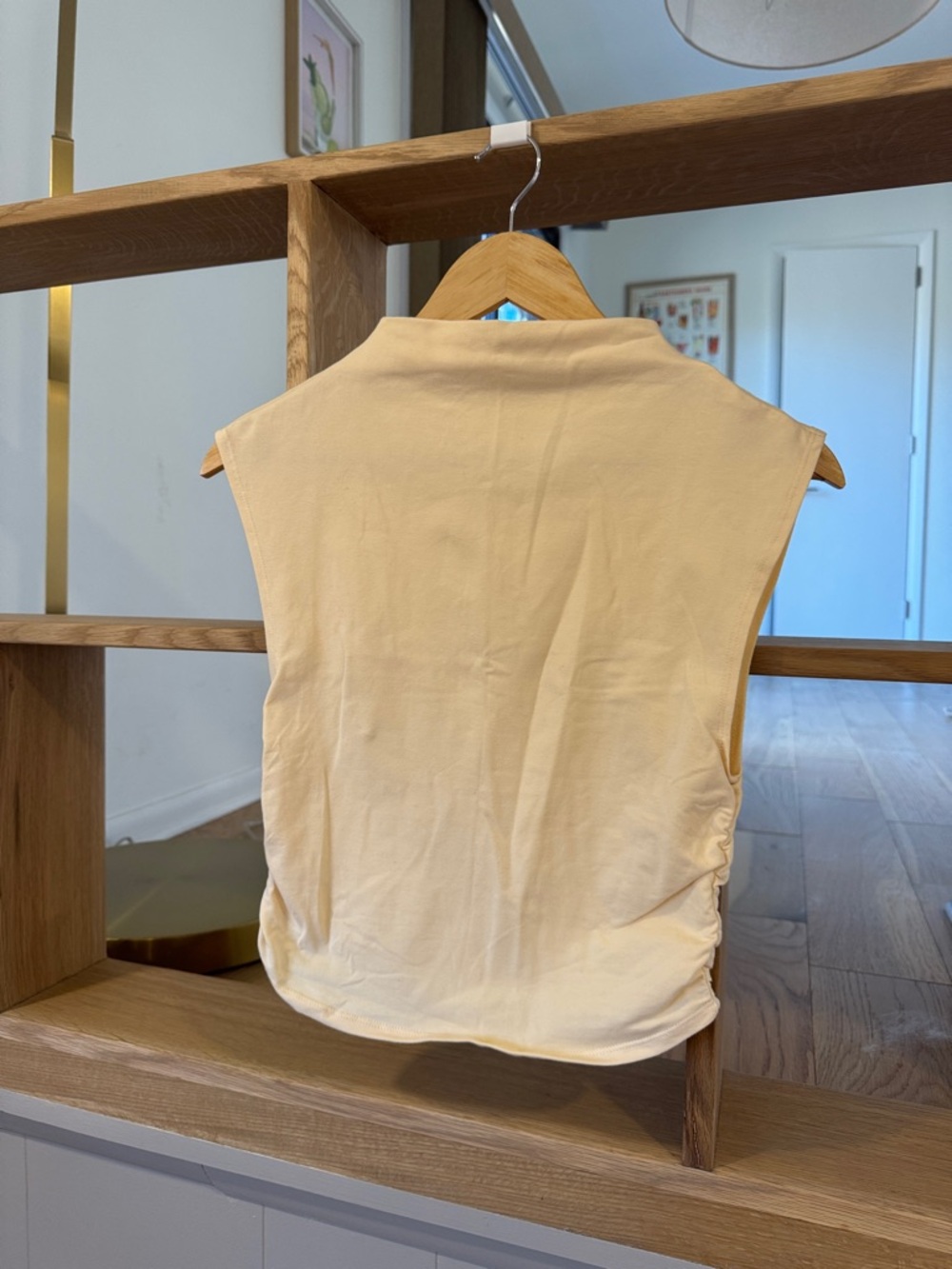 Sleeveless Mock Neck Top in Pale Yellow